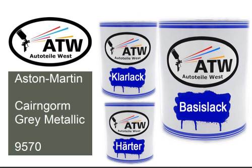 Aston-Martin, Cairngorm Grey Metallic, 9570: 1L Lackdose + 1L Klarlack + 500ml Härter - Set, von ATW Autoteile West.